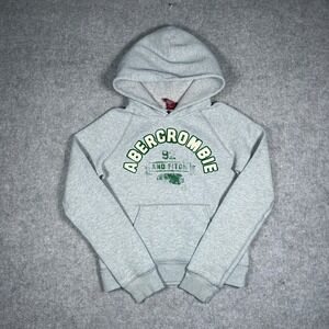 Abercrombie Hoodie Womens Medium Grey Vintage Varsity Pullover Y2K Preppy
